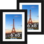 FIXSMITH 8x10 Picture Frame Set of 2, Photo Frame with HD Plexiglass, Display Pictures 5x7 with Mat or 8x10 Without Mat Multi Picture Frames Collage for Tabletop or Wall Display, Black