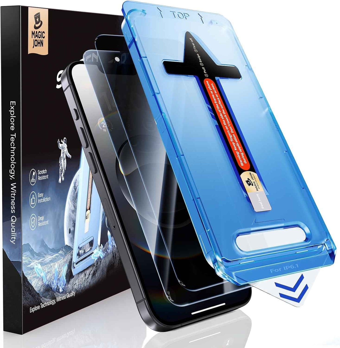 MAGIC JOHN 2 Pack for iPhone 17 Pro Max 6.9 inch Privacy Glass Screen Protector-[Anti-Spy] Auto Dust-Elimination, Bubble Free, Easy Installation, Daily Drop Protection