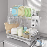 Large capacity 2-tier dish drying rack with stainless steel construction