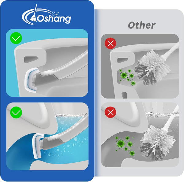 Disposable Toilet Brush - Toilet Bowl Cleaner, Toilet Cleaning Supplies, Toilet Brush with Holder, 14 Refills for Deep Cleaning and Hygienic Bathroom Maintenance