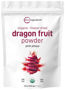 Organic Dragon Fruit Powder, 10oz, 100% Natural, Freeze-Dried, Non-GMO, Vegan Friendly