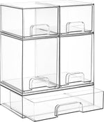 Clear Plastic Stackable Storage Drawers Set of 5 for Kitchen Countertop Organization