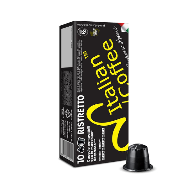 Italian Coffee pods for Nespresso Original machines, 100 Ristretto regular pods