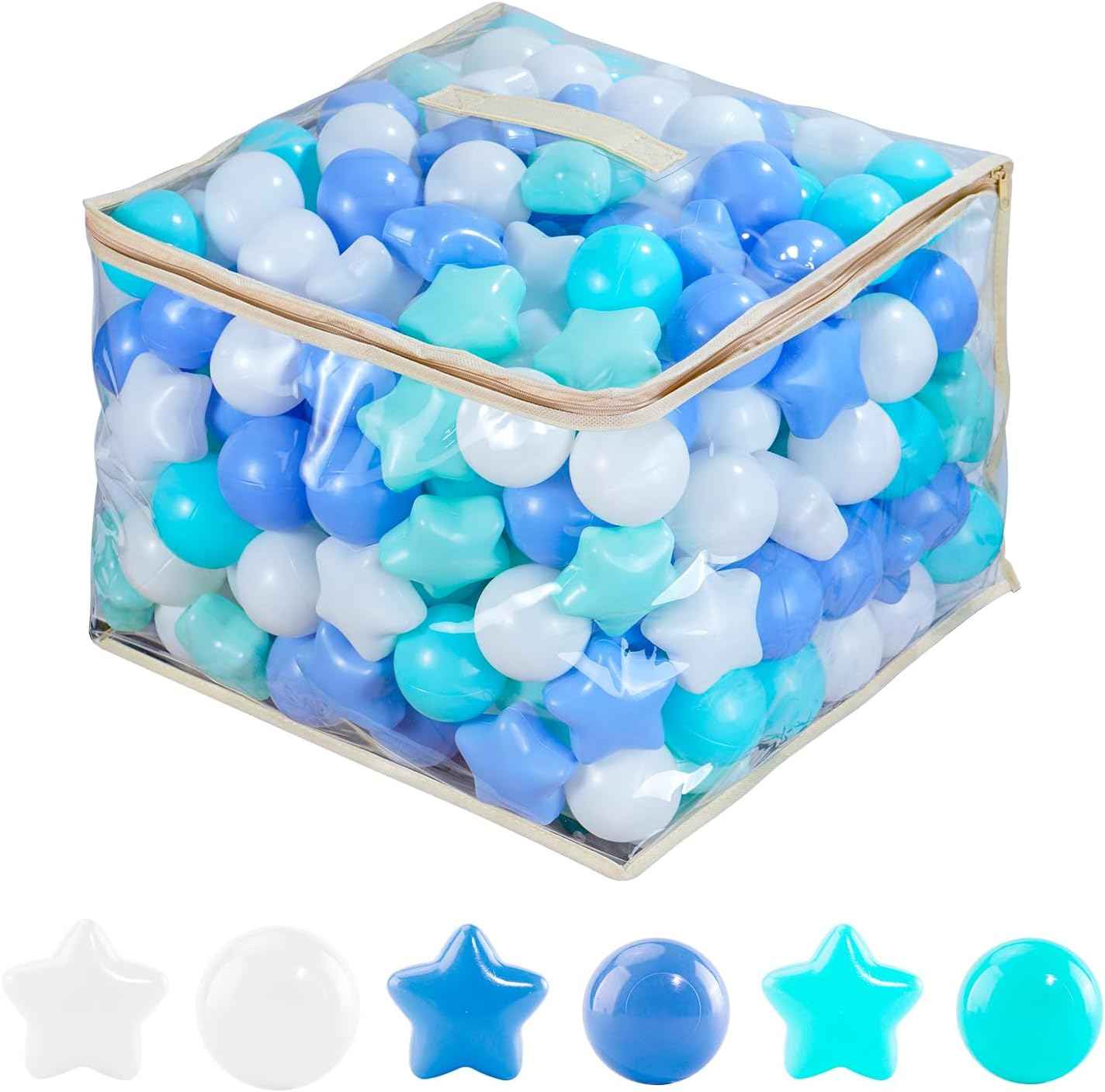 MoonxHome Ball Pit Balls for Toddlers, BPA Free Crush Proof Plastic Toy Balls for Ball Pit, Children's Pool Water Toys, Macaron Ocean Balls for Play Tent 2.15 Inch Pack of 100 200 500 800 1000