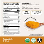 USDA Organic Turmeric Powder - Non-GMO, Kosher, Lab Tested - Chef Jar, Sustainably Grown, 18 oz, HQOExpress, Legacy Brand Since 1977