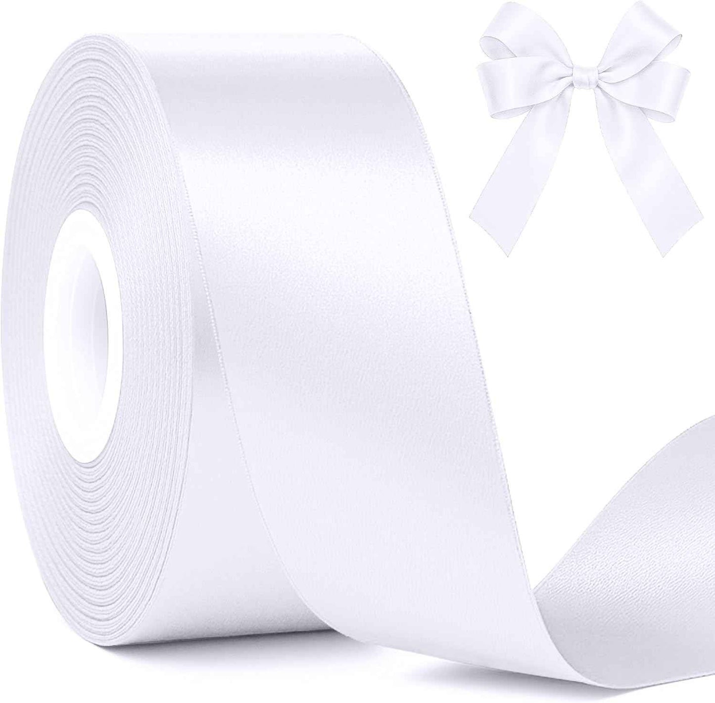 Fullive Red Ribbon 1 1/2 Inch, 30 Yards Red Ribbon for Gift Wrapping, Polyester Satin Christmas Ribbon for Wedding Xmas Tree Valentines Day Decorations DIY Bows Wrapping Bouquet Floral Arrangements