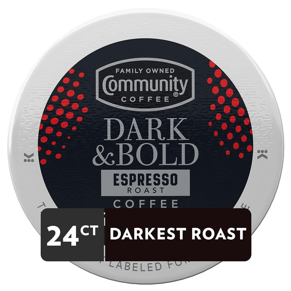 Community Coffee Dark & Bold Espresso Roast 24 Count Coffee Pods for Keurig 2.0 Brewers