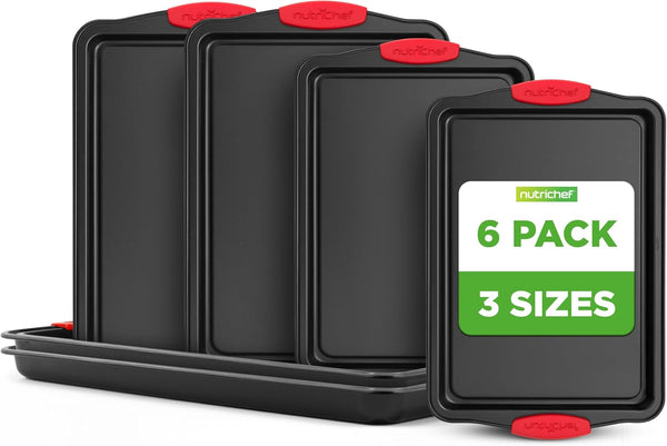 NutriChef 3-Piece Nonstick Kitchen Oven Baking Pans Set