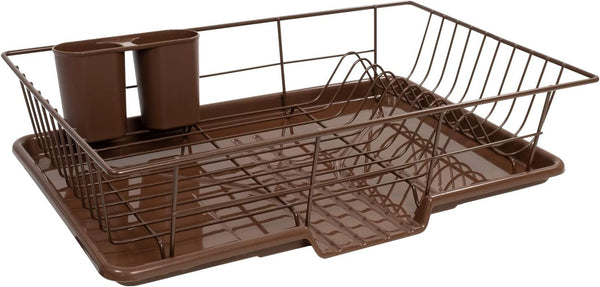 3-piece dish drainer rack set with cutlery holder for kitchen