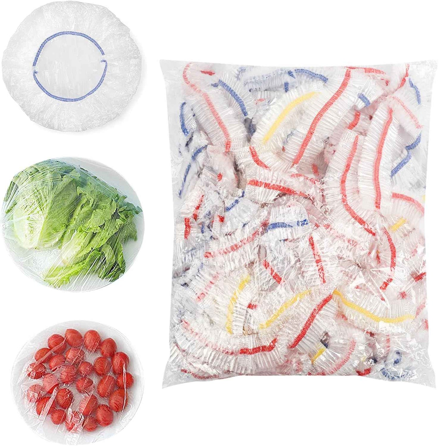 Homelove 100pcs Plastic Bowl Covers Food Cover Dish Covers, Reusable Elastic Stretch Fresh Keeping Bags, Kitchen Dining Plate Bread Proofing Food Storage Covers, Universal Kitchen Plastic Wrap