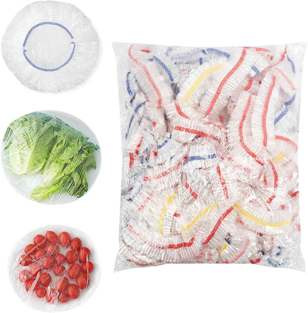 Homelove 100pcs Plastic Bowl Covers Food Cover Dish Covers, Reusable Elastic Stretch Fresh Keeping Bags, Kitchen Dining Plate Bread Proofing Food Storage Covers, Universal Kitchen Plastic Wrap