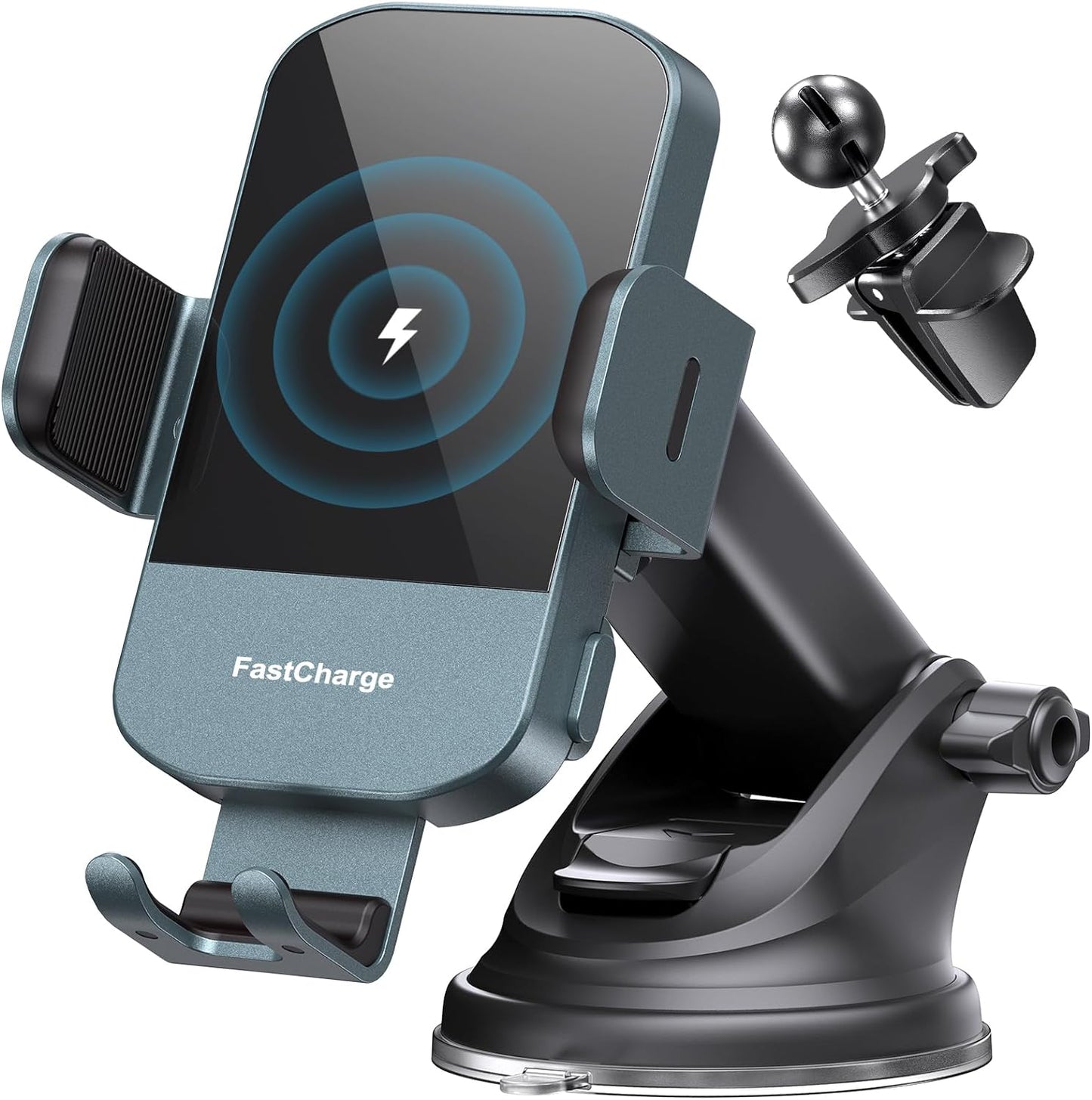 CHGeek Wireless Car Charger, 15W Fast Charging Auto Clamping Car Charger Phone Mount Phone Holder fit for iPhone 16 15 14 13 12 Pro Max 11 XR XS, Samsung Galaxy S24 Ultra S23 S22 S21, S20, S10+, Black