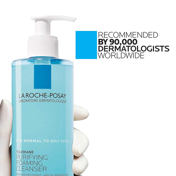 la roche-posay toleriane purifying foaming facial cleanser for sensitive skin with niacinamide ceramides oil free