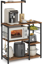 VASAGLE Baker's Rack with Wire Basket and 6 Hooks for Kitchen Storage