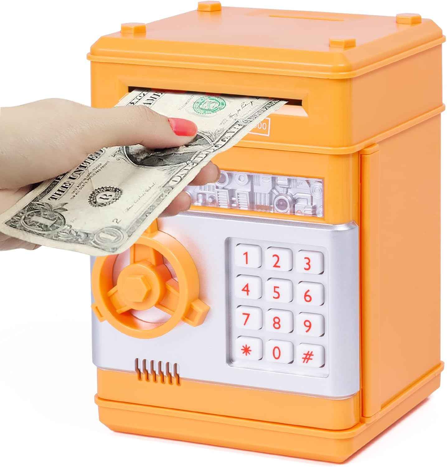 Refasy Piggy Bank Cash Coin Can ATM Bank Electronic Coin Money Bank for Kids Age 3-12, Money Savings Box Mini ATM Coin Bank Toys Gifts for 3 4 5 6 7 8 9 10 11 12 Year Old Boys Girls