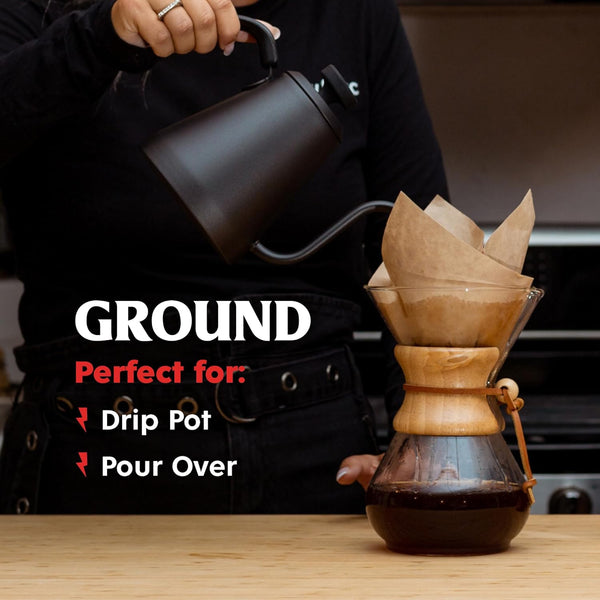 Death Wish Coffee Dark Roast Ground Coffee, 16 oz, Organic, Fair Trade, Bold, Smooth, Low Acidity