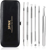 jpnk blackhead remover tool comedones extractor acne removal kit for blemish whitehead popping 6 pc zit removing for nose face tools with leather bag