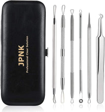 jpnk blackhead remover tool comedones extractor acne removal kit for blemish whitehead popping 6 pc zit removing for nose face tools with leather bag