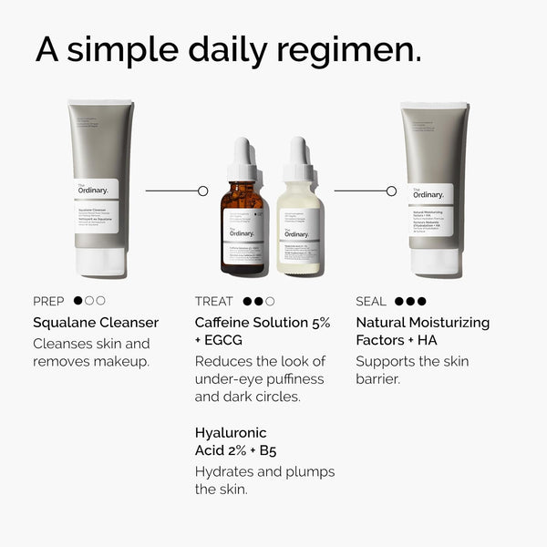 the ordinary caffeine solution 5% + egcg, depuffing eye serum for dark circles and tired eyes, 30ml