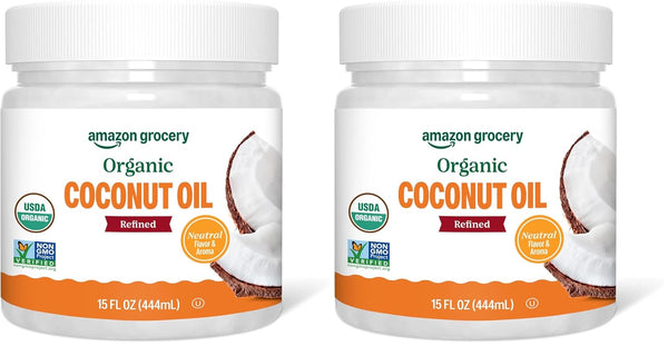 Amazon Grocery, Organic Refined Coconut Oil, 15 Fl Oz