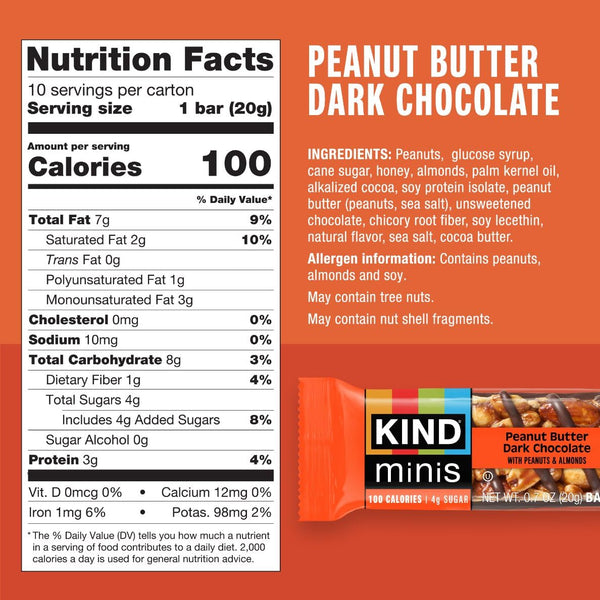 KIND Mini Snack Bars Variety Pack, 30 Count, Gluten Free, Low Sugar, Low Calorie