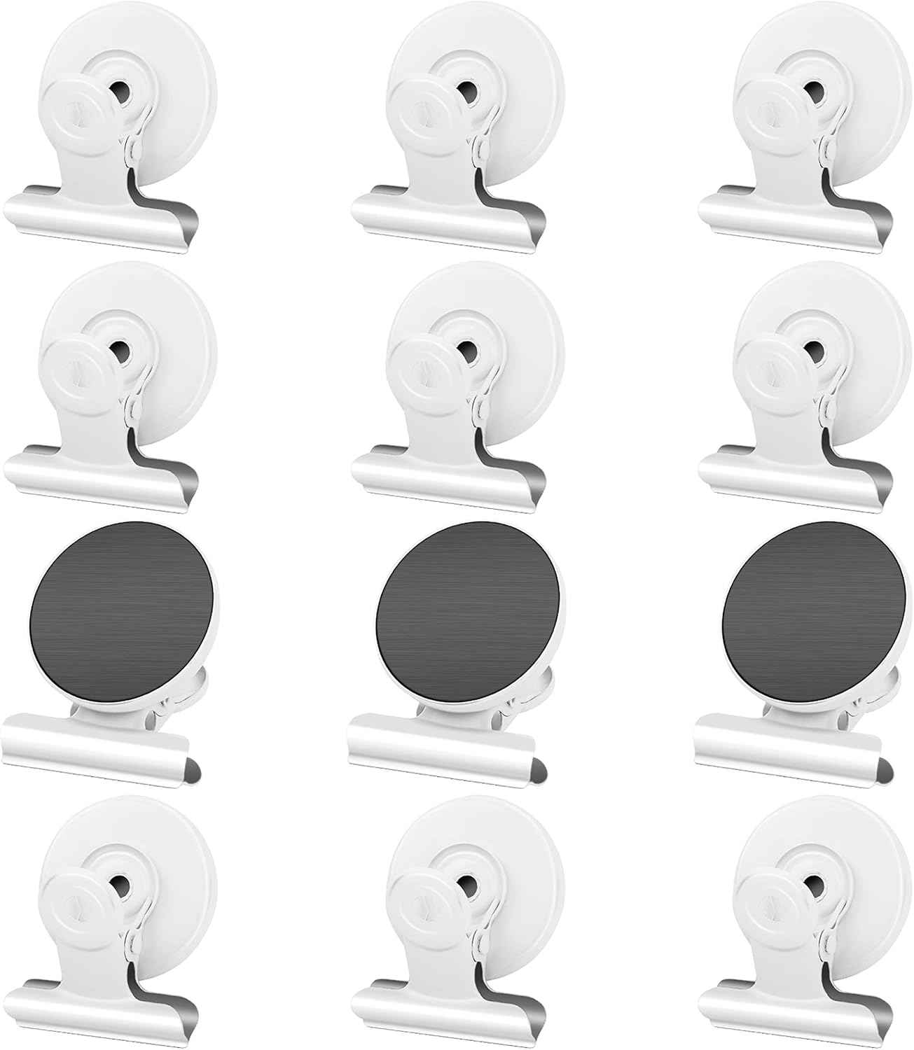 12pack Fridge Magnets Refrigerator Magnets Magnetic Clips Heavy Duty Detailed List Display Paper Fasteners on Home& Office& Teaching (Black, 12)