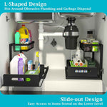 REALINN Black 2-Tier Under Sink Organizer with Pull-Out Cabinet Storage and Slide-Out Shelf, Pack of 1