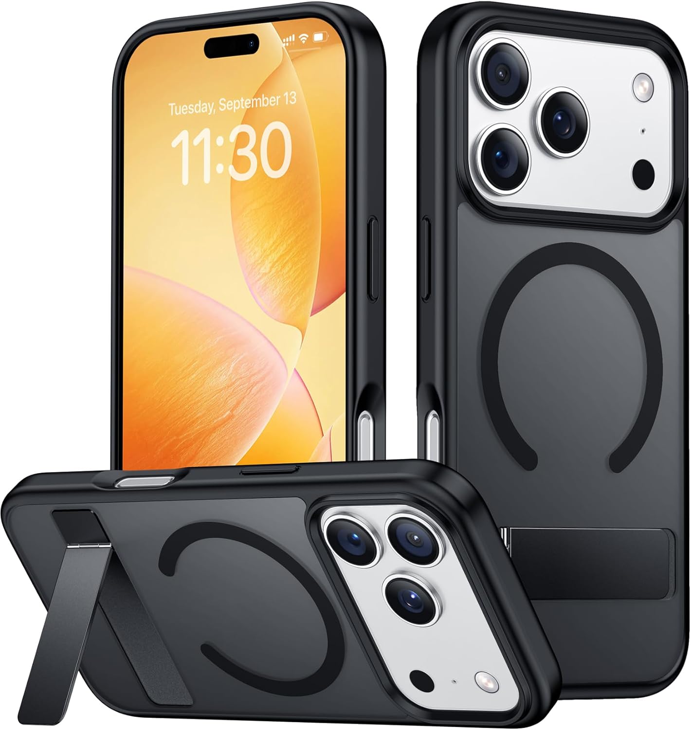 SPIDERCASE Magnetic for iPhone 17 Pro Max Case,with [3 Stand Ways] [Military Grade Drop Protection] with Invisible Stand Shockproof Slim Case for iPhone 17 Pro Max 6.9",Clear