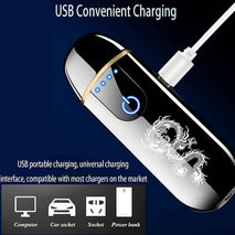 Dragon Smart USB Rechargeable Mini Electric Lighter - Touch Ignition, Windproof, Flameless Plasma Lighter with Battery Indicator