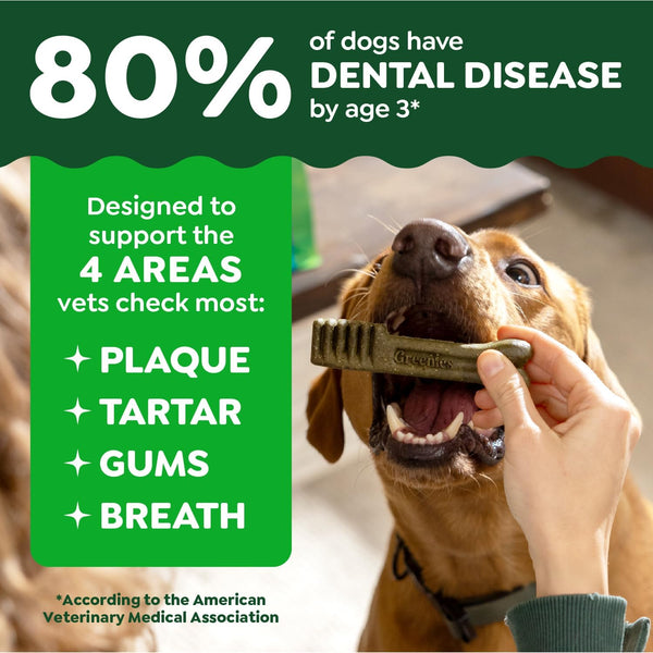 greenies veterinarian-recommended adult natural dental dog treats, original flavor, 36 oz. pack, 36 count, regular size