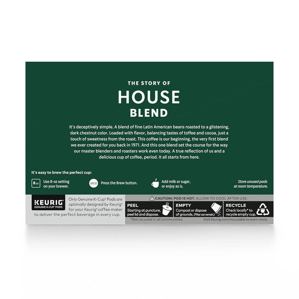 Starbucks House Blend Medium Roast Coffee K-Cups for Keurig Brewers, 100% Arabica, 6 boxes
