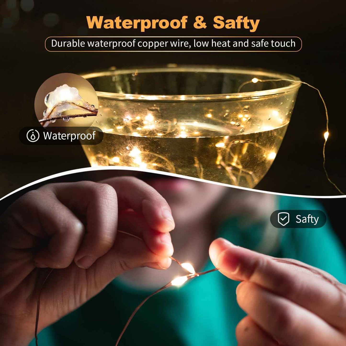 20 Pack LED Fairy Lights Battery Operated,3 Features Blinking Slowly Blinking & just on 7FT 20 LED Waterproof Mini Twinkle String Lights for Wedding Mason Jars Party Christmas Decorations(Warm White)