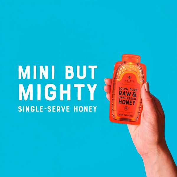 Nate's Honey Minis - Single-Serve 100% Pure, Raw & Unfiltered Honey - 0.49oz Packets, 20ct Box