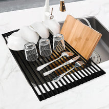 Silicone Wrapped Over The Sink Dish Drying Rack for Kitchen