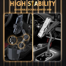 Phone Holders for Your Car, 2 in 1 Universal Cup Holder Expander Adjustable Base with Phone Mount, Long Arm with 360°Rotation Cup Holder Phones Mount for Car Compatible with All Smartphones - Rayz Mart
