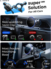 LISEN for 15W MagSafe Car Mount Charger,Magnetic Wireless Cars Charger,Magnetic Phone Holder for Cars,Phone Holders for Your Car Accessories for Men Women Jeep Ford F150 for iPhone 17-12,Samsung,Pixel