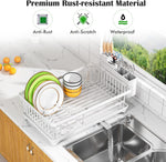 Space-Saving Dish Drying Rack for Kitchen Counters, White