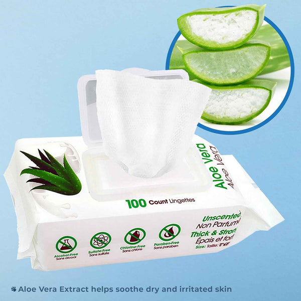 Best Pet Supplies Pet Wipes for Dogs - Dog Wipes Cleaning Deodorizing, for Coats, Ears, Paws - Hydrating, Aloe Vera