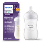 Philips Avent Natural Baby Bottles 4-Pack, Medium Flow, 9oz, SCY903/04, BPA-Free