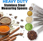 Premium Heavy Duty 18/8 Stainless Steel Measuring Spoons Cups Set, Small Tablespoon with Metric and US Measurements