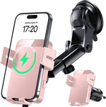 Wireless Car Charger, 15W Auto Clamping Car Charger Dash Windshield Air Vent Phone Holder Compatible with iPhone 16 15 14/13/13 Pro/12 pro/12/11/X/8, Samsung S24/S23/S22