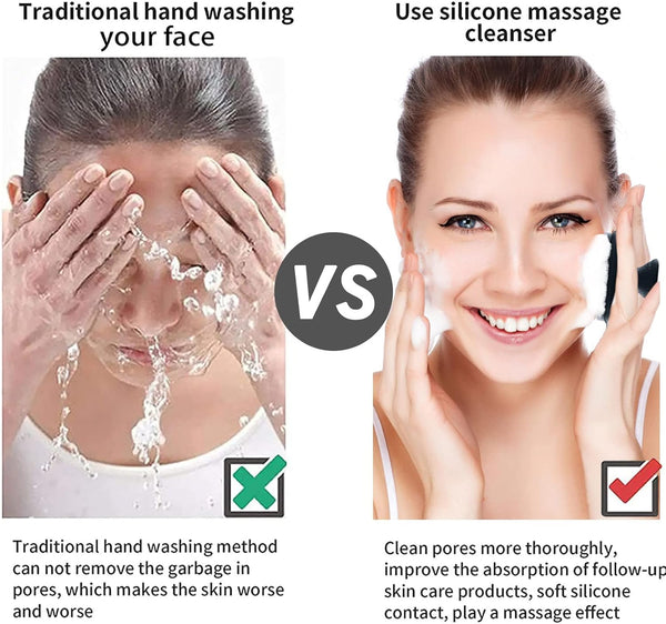 Silicone Face Scrubber for Men Facial Cleansing Brush Waterproof Black