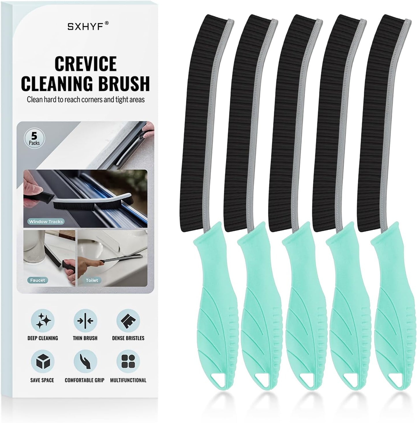 SXhyf Crevice Cleaning Brush – Hard Bristle Grout Scrub Brush for Bathroom, Kitchen & Household Cleaning