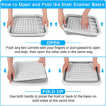 Collapsible Dish Drying Rack for Kitchen Counter with Drainboard
