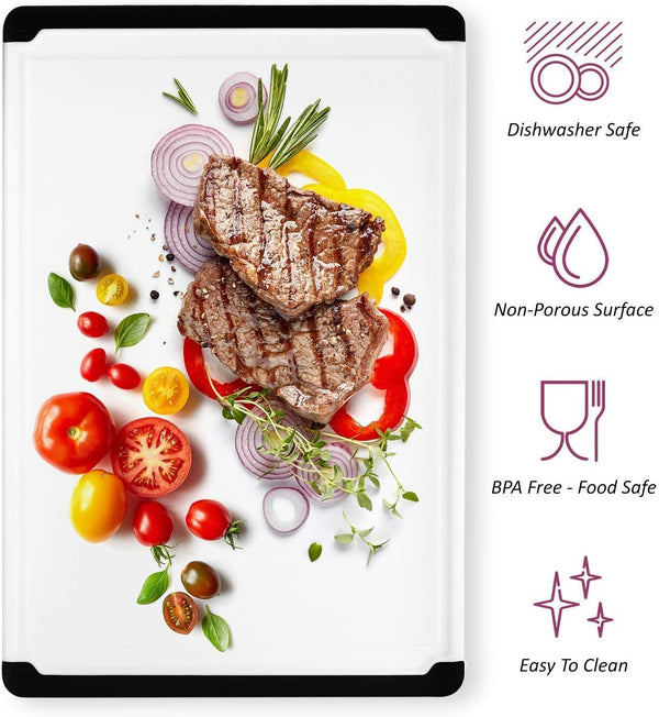 Extra Large Plastic Cutting Board for Kitchen Use, 18 x 12 Inch, Dishwasher Safe