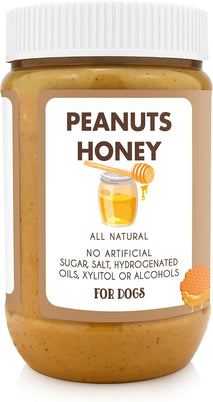 Ruff Ruff Raw natural dog peanut butter, 17 oz jar, Made in USA, healthy dog treats for puppies and adult dogs