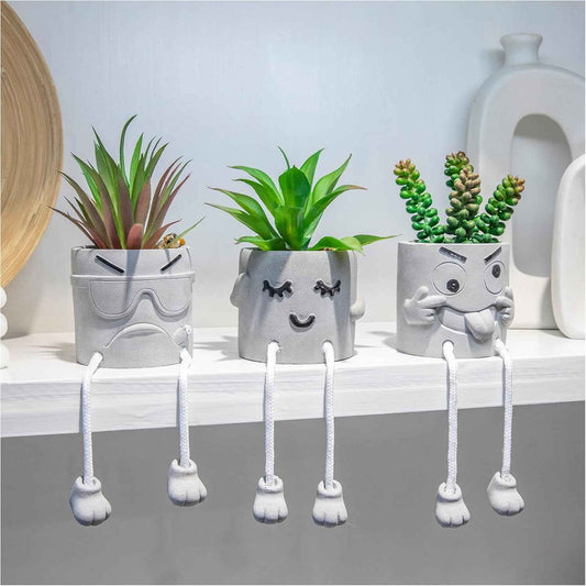 3PCS Cute Artificial Plants Office Decor for Women and Men, Small Fake Plants Decor for Bedroom and Bathroom, Lovely Faux Succulent Desk Decor for Office and Home