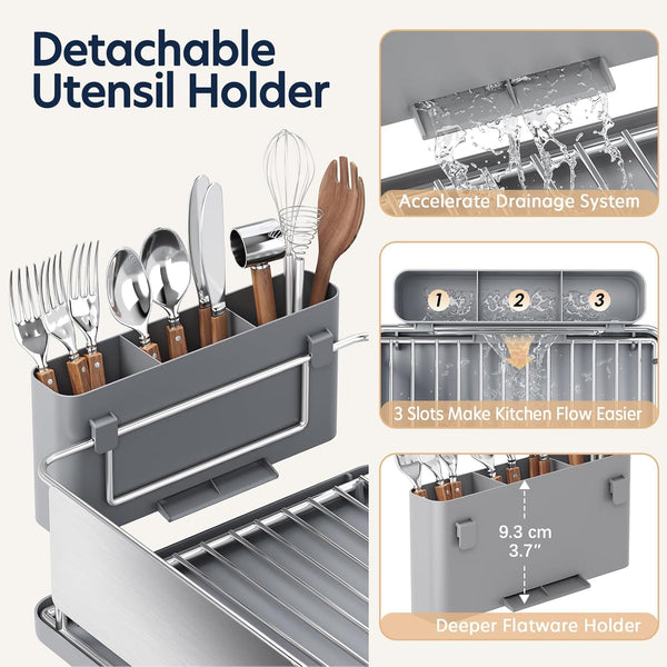 Stainless Steel Dish Drying Rack for Kitchen Counter with Large Capacity