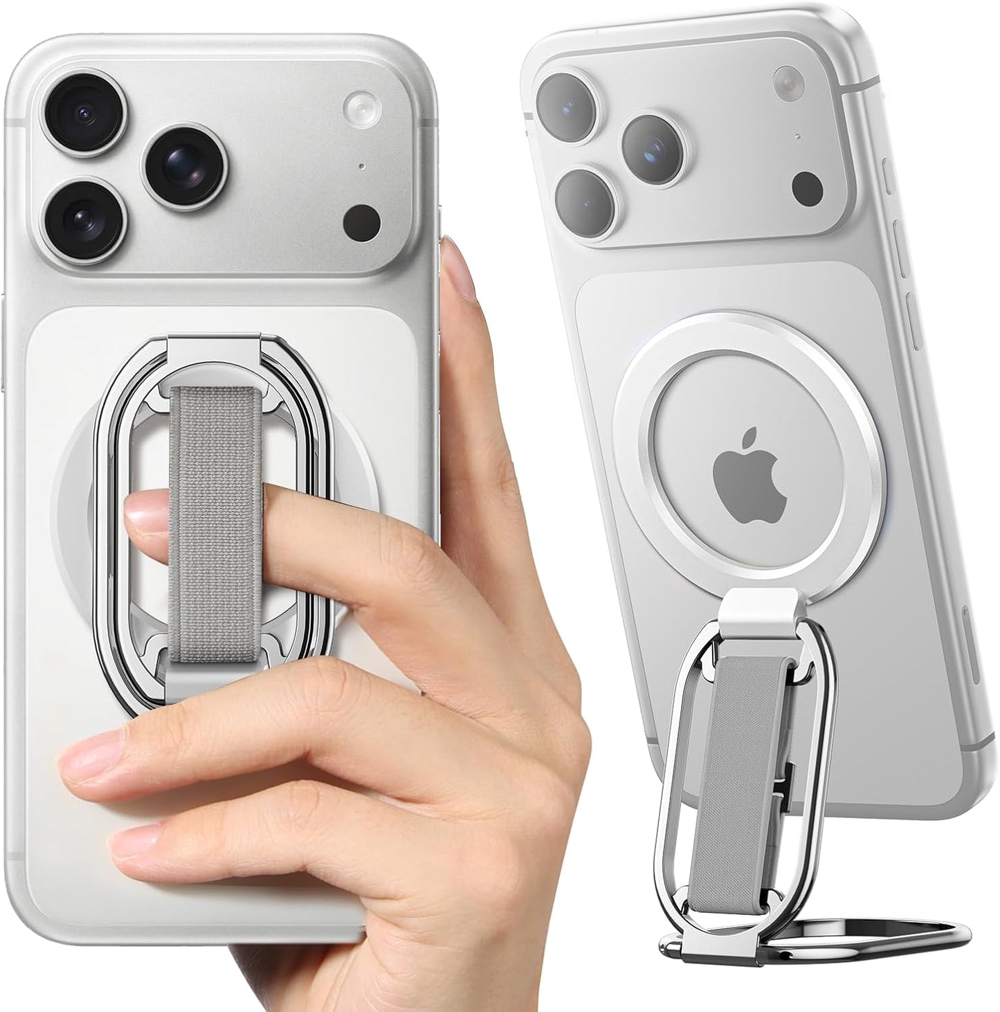 SUPERONE for MagSafe Phone Grip for MagSafe Kickstand Compatible with Mag Safe Finger Loop, 4-in-1 Phone Ring Holder Strap for Mag Safe iPhone 17/16/15/14/13/12 Series, Black [2025 Version]