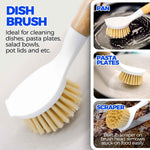 6 Pack Dish Brush Set with Vegetable Palm Brush, Bottle Brush, Dish Brush, and Straw Brush for Cleaning Potato Skillet Wok Pot Pan Cast Iron, Yellow